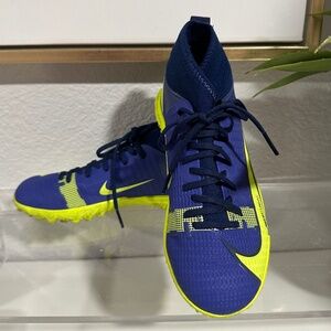 Nike KIDS Mercurial Superfly 8 Soccer Turf Cleats Blue, 1Y